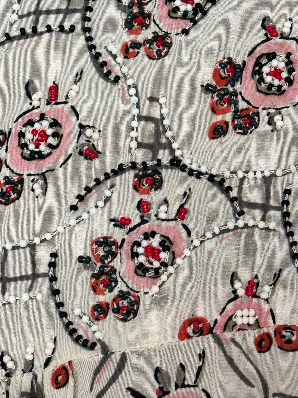 ANTHROPOLOGIE Floreat Sala Beaded Peasant Top 8 19.5” p2p Neutral Motif $118